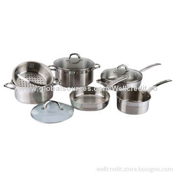 New design 10pcs stainless cookware set with steamer
